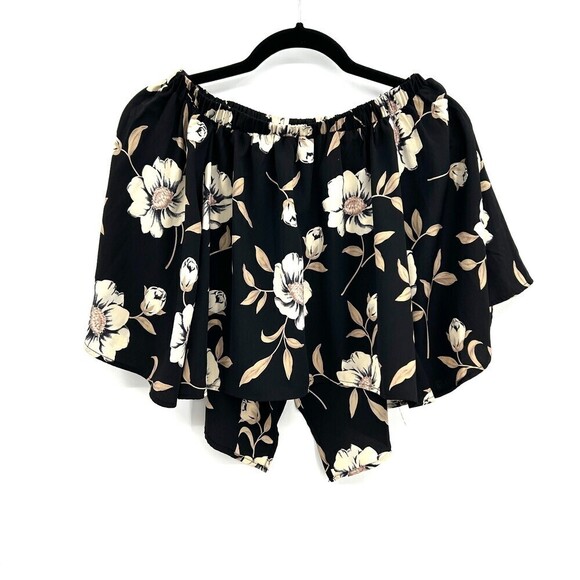 LULUS Light Of Dawn Black Cream Floral Print Off-the-Shoulder Summer Top Size XS - Picture 6 of 9